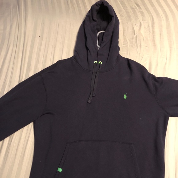 Navy Blue and Green Polo Ralph Lauren Hoodie - Picture 2 of 2